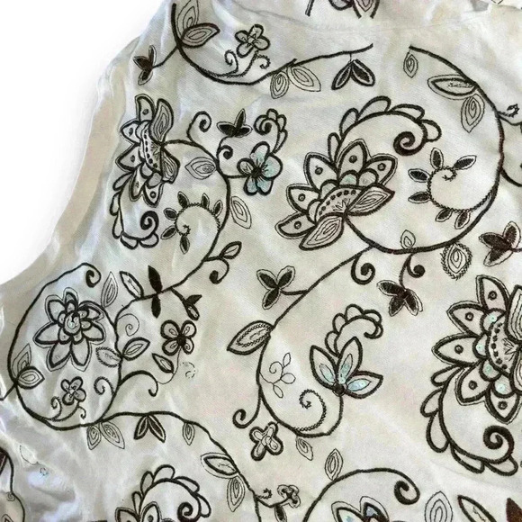 y2k white floral sequin embroidered knit cardigan button‎ up 3/4 sleeves sweater - Picture 4 of 4